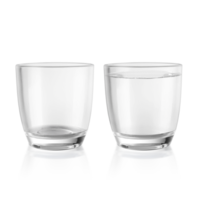 Empty water glass and glass of still water. transparent background png