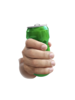 Compressed cans in hand. transparent background png