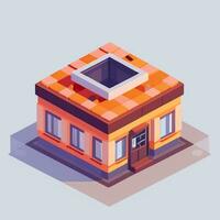 AI generated Isometric Building House Commercial Clip Art Icon Sticker Decoration Simple Background photo