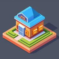 AI generated Isometric Building House Commercial Clip Art Icon Sticker Decoration Simple Background photo