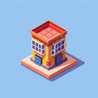 AI generated Isometric Building House Commercial Clip Art Icon Sticker Decoration Simple Background photo