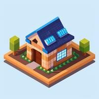 AI generated Isometric Building House Commercial Clip Art Icon Sticker Decoration Simple Background photo