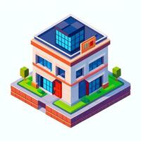 AI generated Isometric Building House Commercial Clip Art Icon Sticker Decoration Simple Background photo