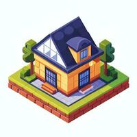 AI generated Isometric Building House Commercial Clip Art Icon Sticker Decoration Simple Background photo