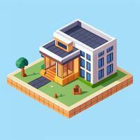 AI generated Isometric Building House Commercial Clip Art Icon Sticker Decoration Simple Background photo