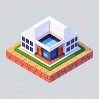 AI generated Isometric Building House Commercial Clip Art Icon Sticker Decoration Simple Background photo