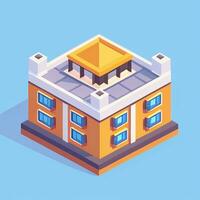 AI generated Isometric Building House Commercial Clip Art Icon Sticker Decoration Simple Background photo