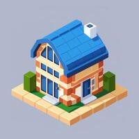 AI generated Isometric Building House Commercial Clip Art Icon Sticker Decoration Simple Background photo