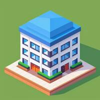 AI generated Isometric Building House Commercial Clip Art Icon Sticker Decoration Simple Background photo