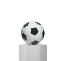 fútbol pelota en un octagonal pedestal. transparente antecedentes png