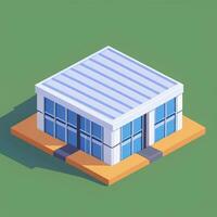 AI generated Isometric Building House Commercial Clip Art Icon Sticker Decoration Simple Background photo