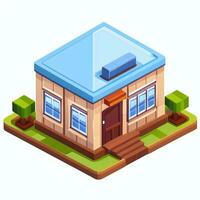 AI generated Isometric Building House Commercial Clip Art Icon Sticker Decoration Simple Background photo