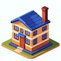 AI generated Isometric Building House Commercial Clip Art Icon Sticker Decoration Simple Background photo