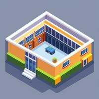 AI generated Isometric Building House Commercial Clip Art Icon Sticker Decoration Simple Background photo