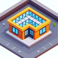 AI generated Isometric Building House Commercial Clip Art Icon Sticker Decoration Simple Background photo