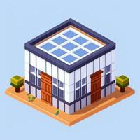 AI generated Isometric Building House Commercial Clip Art Icon Sticker Decoration Simple Background photo