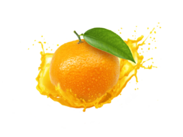 Orange mit Spritzen ,orange Saft Foto Retusche. transparent Hintergrund png