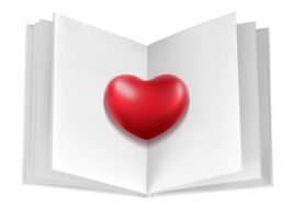 Red hearts, concept creativity with open book. transparent background png