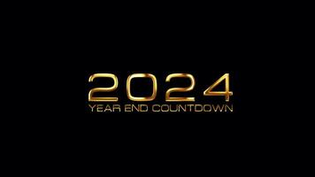 2024 Happy New Year end countdown golden text cyber punk video