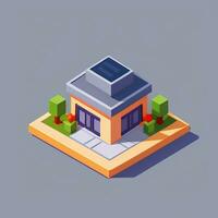 AI generated Isometric Building House Commercial Clip Art Icon Sticker Decoration Simple Background photo