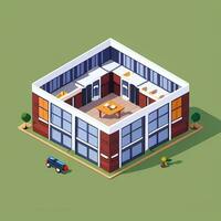 AI generated Isometric Building House Commercial Clip Art Icon Sticker Decoration Simple Background photo