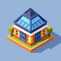 AI generated Isometric Building House Commercial Clip Art Icon Sticker Decoration Simple Background photo