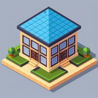 AI generated Isometric Building House Commercial Clip Art Icon Sticker Decoration Simple Background photo