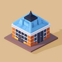 AI generated Isometric Building House Commercial Clip Art Icon Sticker Decoration Simple Background photo