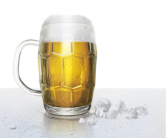Beer glass and ice cubes. transparent background png
