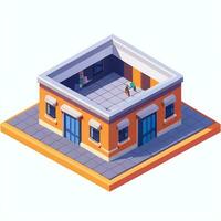 AI generated Isometric Building House Commercial Clip Art Icon Sticker Decoration Simple Background photo