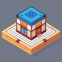 AI generated Isometric Building House Commercial Clip Art Icon Sticker Decoration Simple Background photo