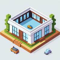 AI generated Isometric Building House Commercial Clip Art Icon Sticker Decoration Simple Background photo