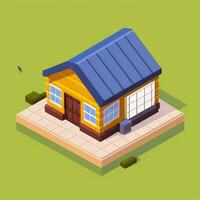 AI generated Isometric Building House Commercial Clip Art Icon Sticker Decoration Simple Background photo