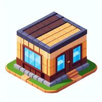 AI generated Isometric Building House Commercial Clip Art Icon Sticker Decoration Simple Background photo