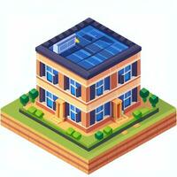 AI generated Isometric Building House Commercial Clip Art Icon Sticker Decoration Simple Background photo