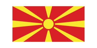 The national flag of North Macedonia with official color and proportion transparent png