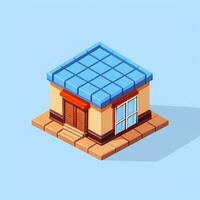 AI generated Isometric Building House Commercial Clip Art Icon Sticker Decoration Simple Background photo