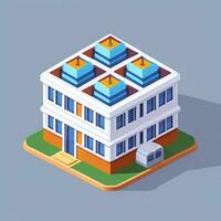 AI generated Isometric Building House Commercial Clip Art Icon Sticker Decoration Simple Background photo