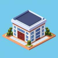 AI generated Isometric Building House Commercial Clip Art Icon Sticker Decoration Simple Background photo