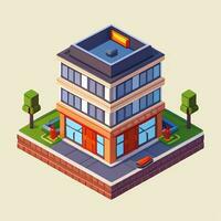 AI generated Isometric Building House Commercial Clip Art Icon Sticker Decoration Simple Background photo