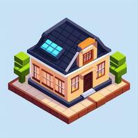 AI generated Isometric Building House Commercial Clip Art Icon Sticker Decoration Simple Background photo