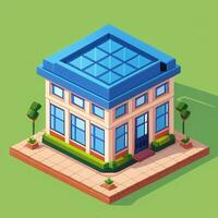 AI generated Isometric Building House Commercial Clip Art Icon Sticker Decoration Simple Background photo