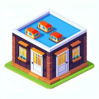 AI generated Isometric Building House Commercial Clip Art Icon Sticker Decoration Simple Background photo