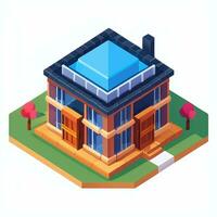 AI generated Isometric Building House Commercial Clip Art Icon Sticker Decoration Simple Background photo