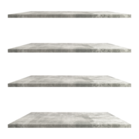 4 set cement shelves table isolated on transparent background. Png realistic design element.