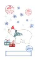 Christmas sack with name. Holiday gift illustration with white bear. png