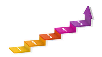 3d escada infográfico elementos Projeto com 5 opções, passos ou processos e marketing pode estar usava para apresentação. png