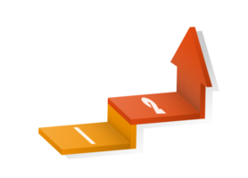 3d escalier infographie éléments conception avec 2 choix, pas ou processus et commercialisation pouvez être utilisé pour présentation. png