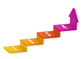 3d escalier infographie éléments conception avec 4 choix, pas ou processus et commercialisation pouvez être utilisé pour présentation. png