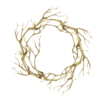 Watercolor rustic wreath. Hand drawn floral illustration. Boho style vintage round frame for invitation, logo, label design png